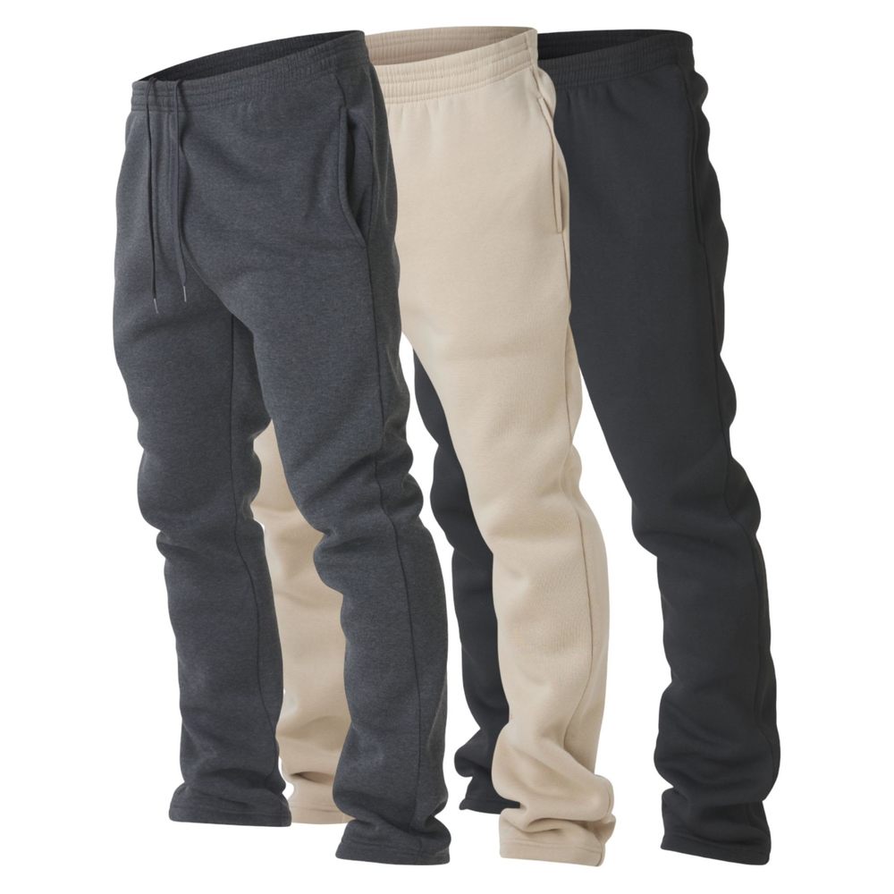 NEW Ultra Performance 3 Pack Mens Fleece Wide Leg Sweatpants with Pockets, Open